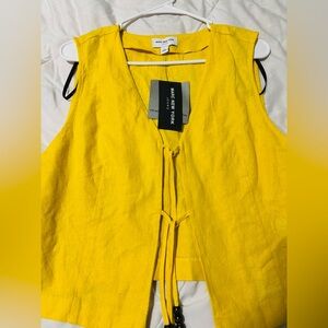 Marc New York Jeans tie-front linen-blend vest NWT